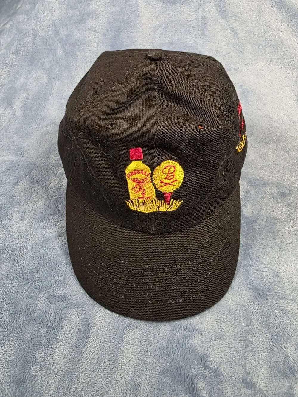 Fireball Whisky Barstool Golf Black Adjustable Strapback Hat Cap